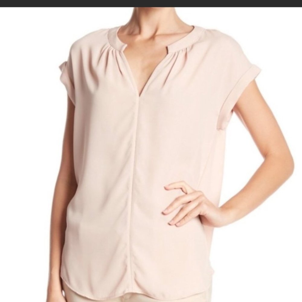 Philosophy Medium Split Neck Rolled Sleeve Blouse - image 1
